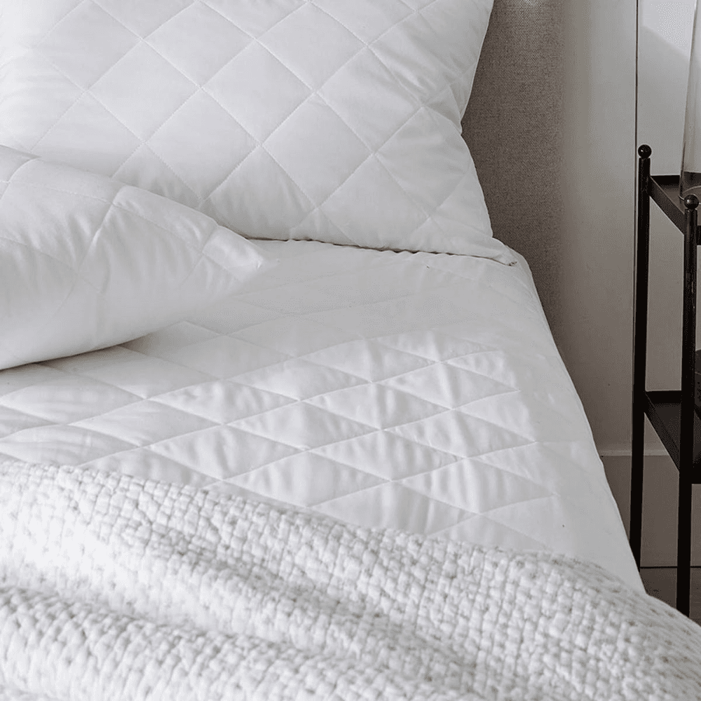 Luxury pure cotton quilted mattress protector, W90 x L190cm, White