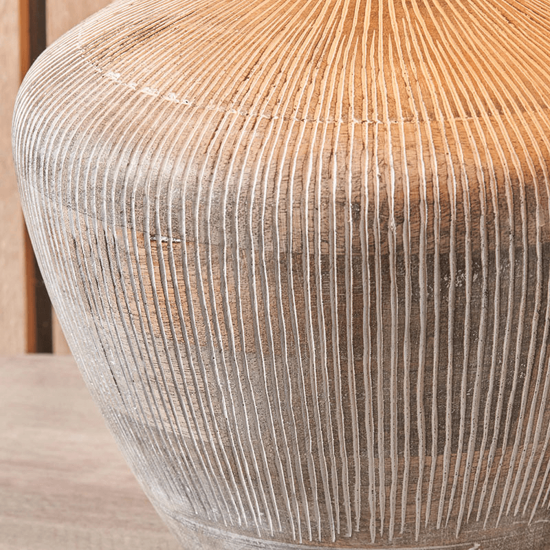 Manaia Textured Table Lamp With Linen Drum Shade, H35cm, White Wash