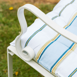 Image showing the Buff Bench Seat Pad, 110 x 45cm, Olive & Blue product.