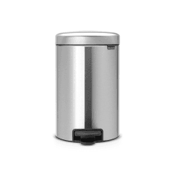 Image showing the New Icon Plastic bucket pedal bin, 12 litre, Matt Steel product.
