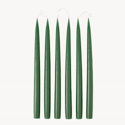 Image showing the Set of 6 Tapered Dinner Candles, H35cm, Pine Green product.