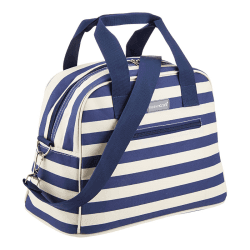 Image showing the Blue Stripes Holdall-style coolbag, 36 x 19 x 25cm, White/Blue product.
