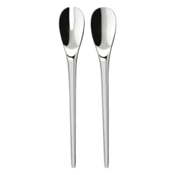 Image showing the NewMoon Pair of salad servers, Stainless Steel product.