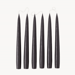 Image showing the Set of 6 Tapered Dinner Candles, H25cm, Black product.