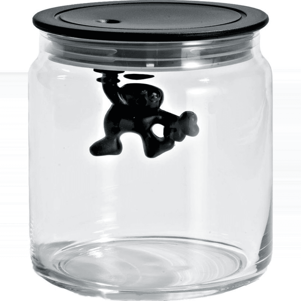 Gianni Glass Storage Jar - Small; Black