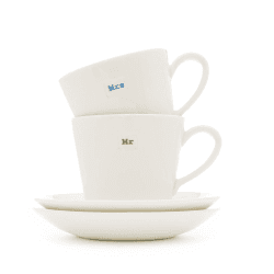 Image showing the 'Mr & Mrs' Set of 2 Espresso Cups, 70ml product.