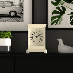 Image showing the Time Lord Mantel Clock, 21.9cm, Linen White product.