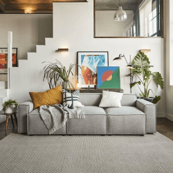 Image showing the Model 03 3 Seater Linen Sofa, Shadow product.