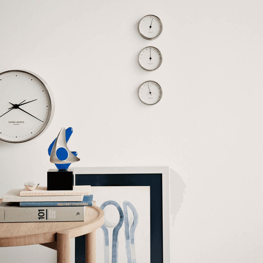 Henning Koppel Clock, 22cm, Steel/White