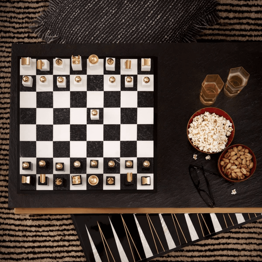 Games Chess set, 41 x 41 x 6cm, Black & White