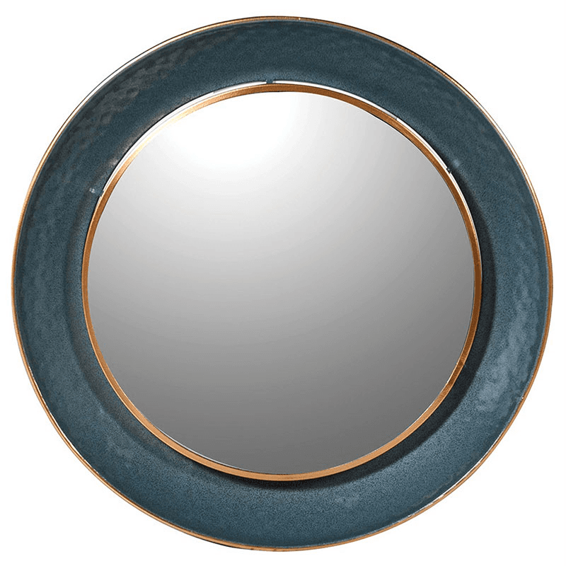 Round Mirror, D88cm, Teal Edge