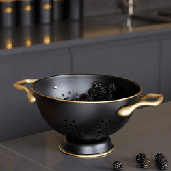 Image showing the Colander, 24cm, Matt Black/Brass product.