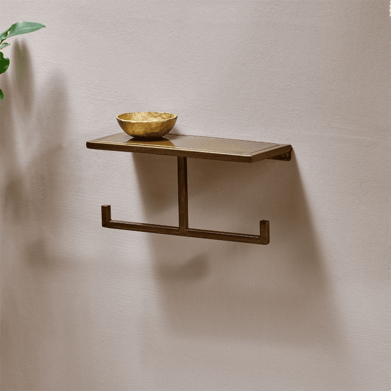 Mahi Wall Mounted Toilet Roll Holder, L24cm, Brass