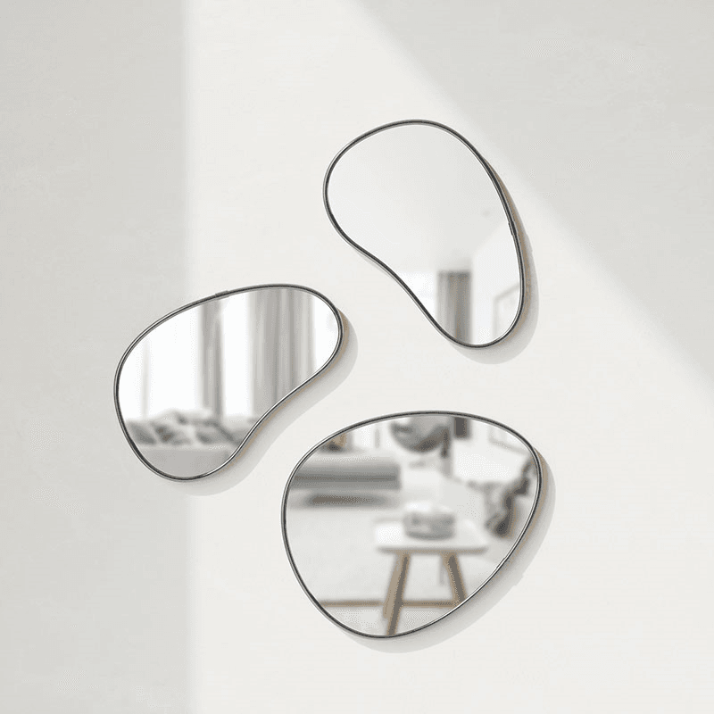 Hubba Set of 3 Mirrors, Titanium