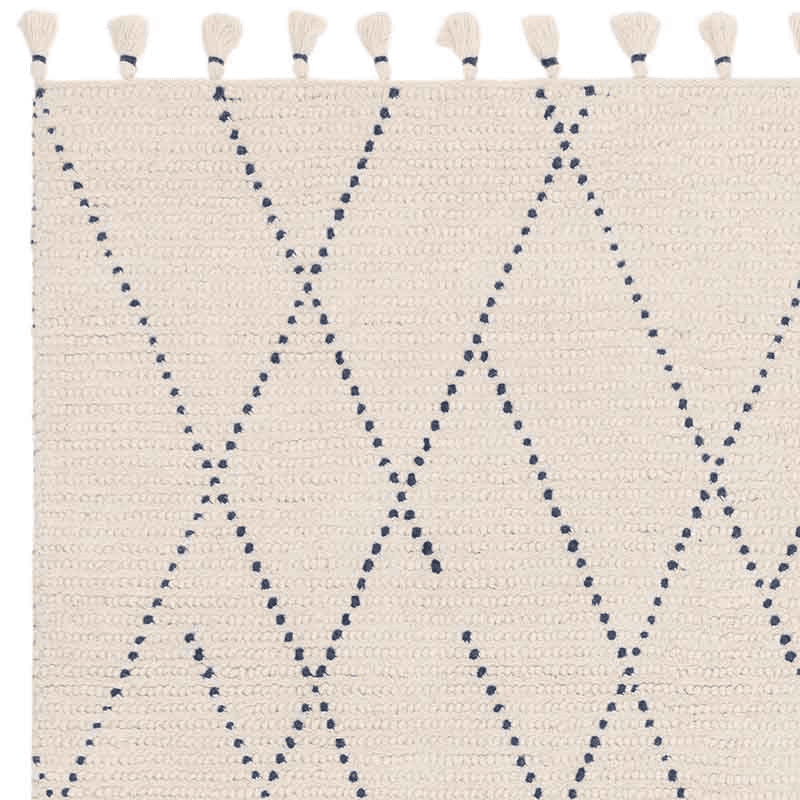 Nepal Linear Rug, 120 x 170cm, Cream & Blue
