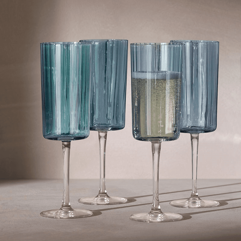 Gems Set of 4 Champagne Flutes, 210ml, Sapphire