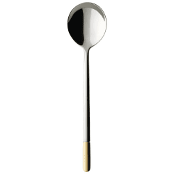 Image showing the Ella Cream soup spoon, 17cm, stainless steel with partial gold plate product.