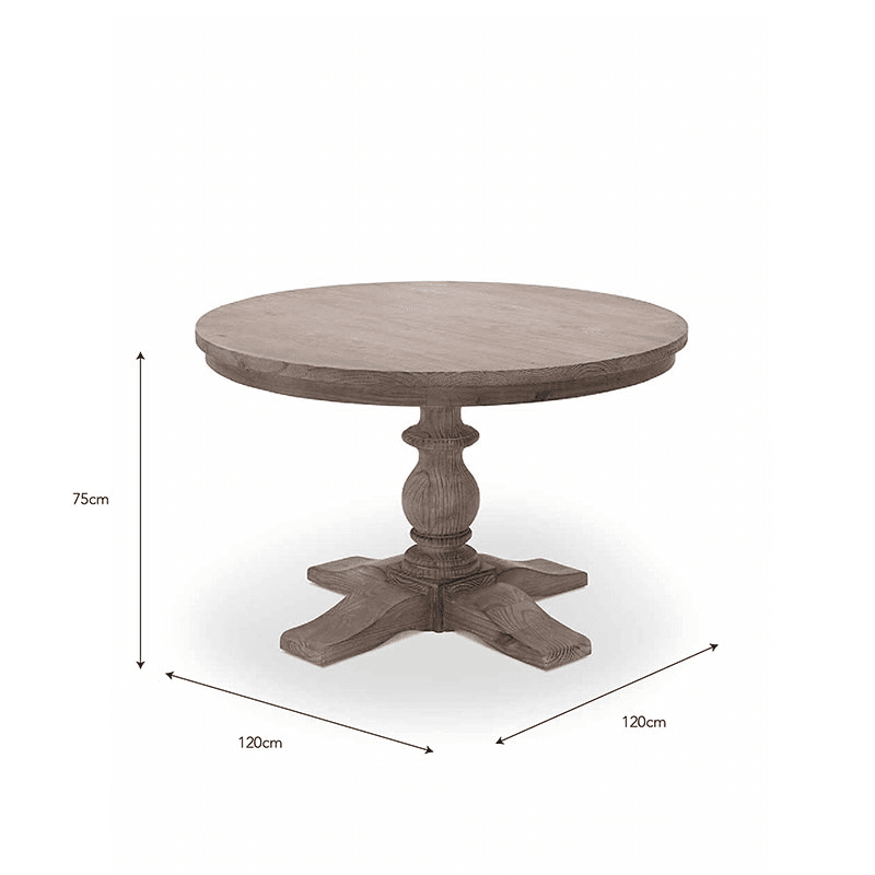 Topsham Round Dining Table, D120cm, Natural
