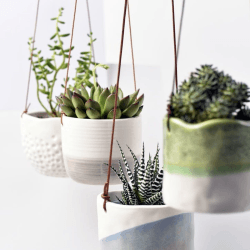 Image showing the Indoor Hanging Pot, Ripple Design, Grey/White product.