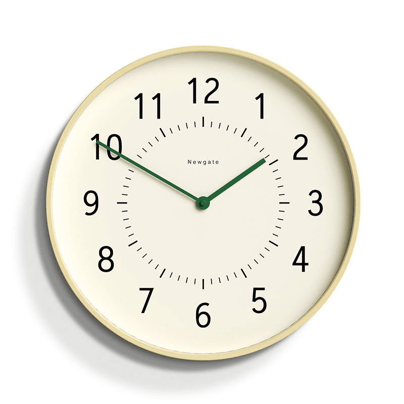 Monopoly Wall Clock, D40cm, Light Plywood/Green