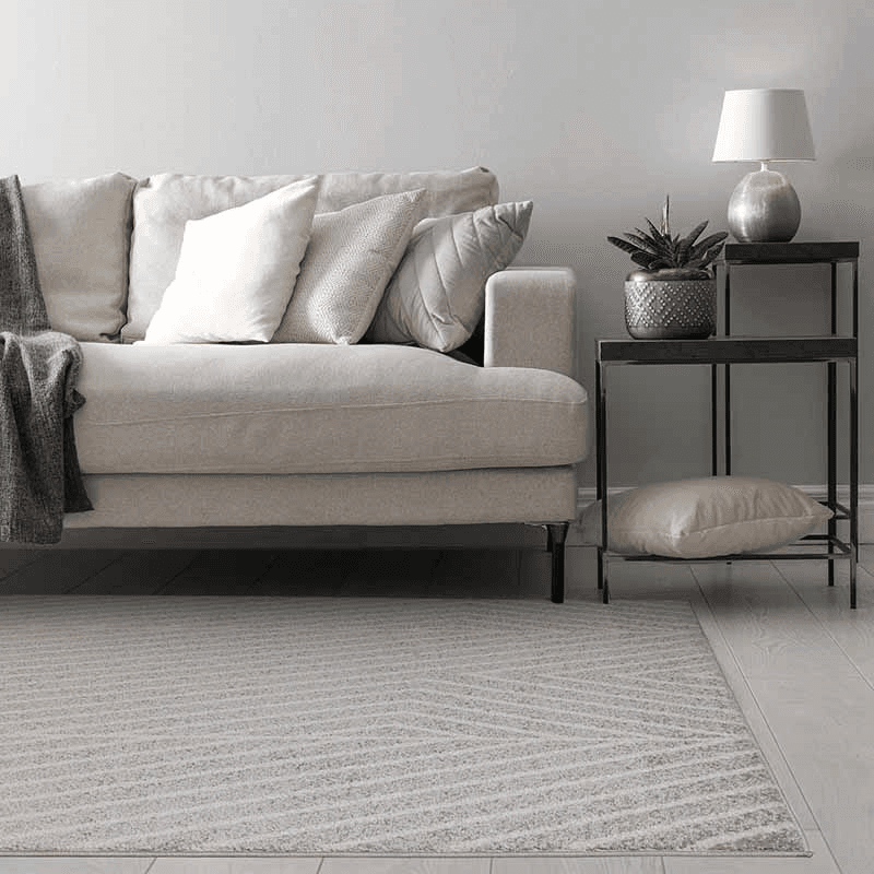 Muse Modern Geometric Linear Rug, 120 x 170cm, Black & Cream