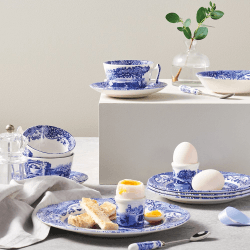 Image showing the Blue Italian Set of 4 breakfast cups and saucers, 280ml product.