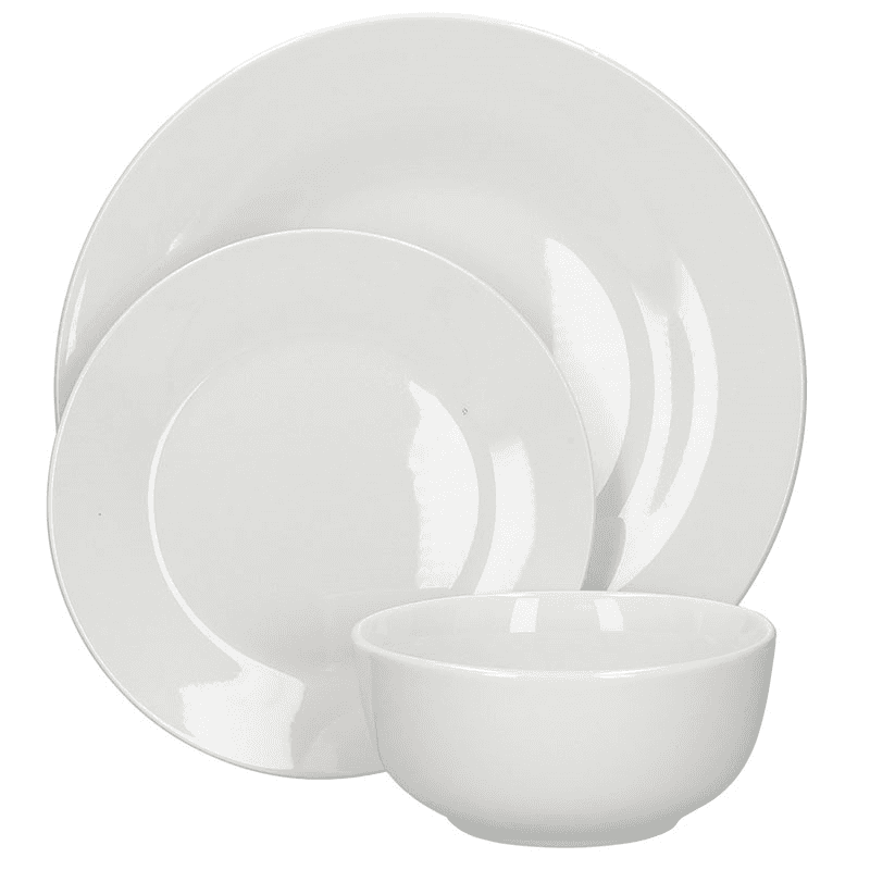 Alexis 12 Piece Porcelain Dinnerware Set, White