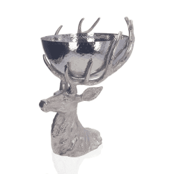 Image showing the Stag Bowl, H40 x W28 x D30 cm, Silver product.