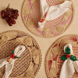 Image showing the Sandra Set of 2 Woven Placemats, D35cm, Rose Pink product.