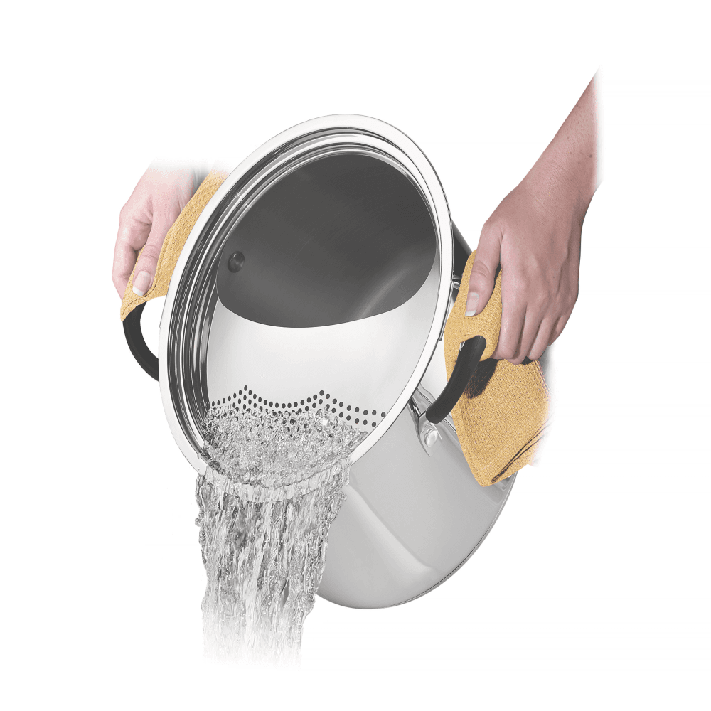 Solar Silicone stainless steel pasta cooker and glass lid, stainless steel, 24cm