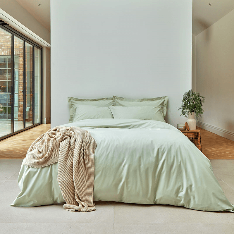 200TC Organic Fitted Sheet, Double, Sage