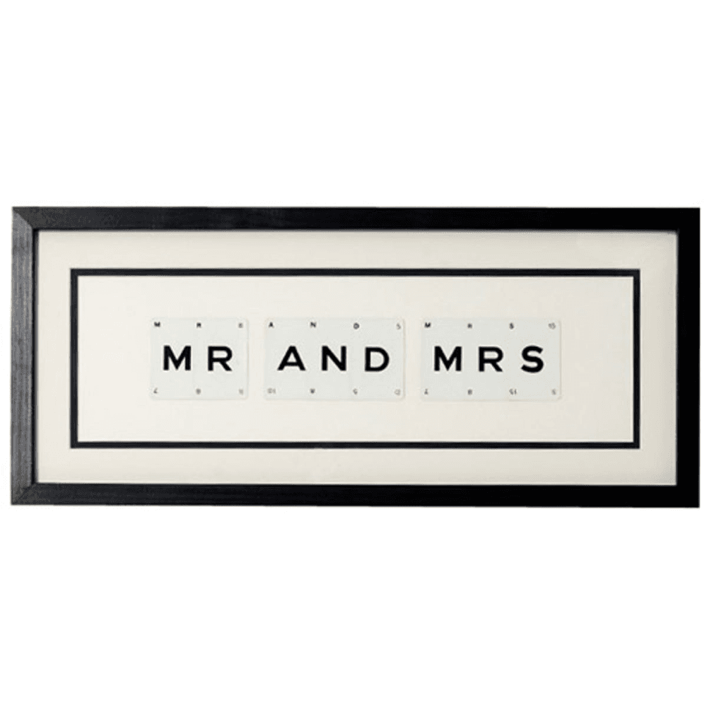 MR AND MRS 'Mr & Mrs' Word Frame, Black