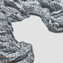 Image showing the Gingham King Size Fitted Sheet, Warm Blue product.