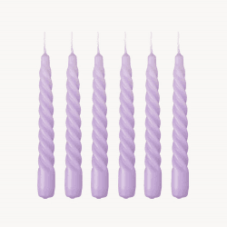 Image showing the Twist Set of 6 Dinner Candles, H20cm, Lilac product.