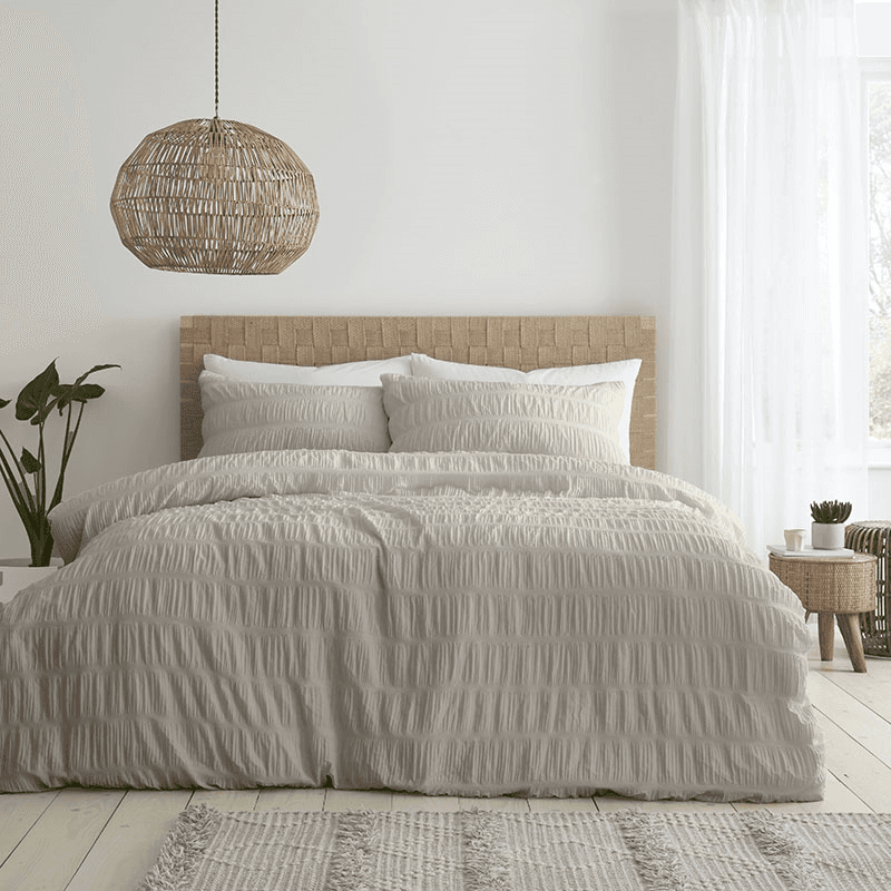 Seersucker Duvet Set, King, Natural