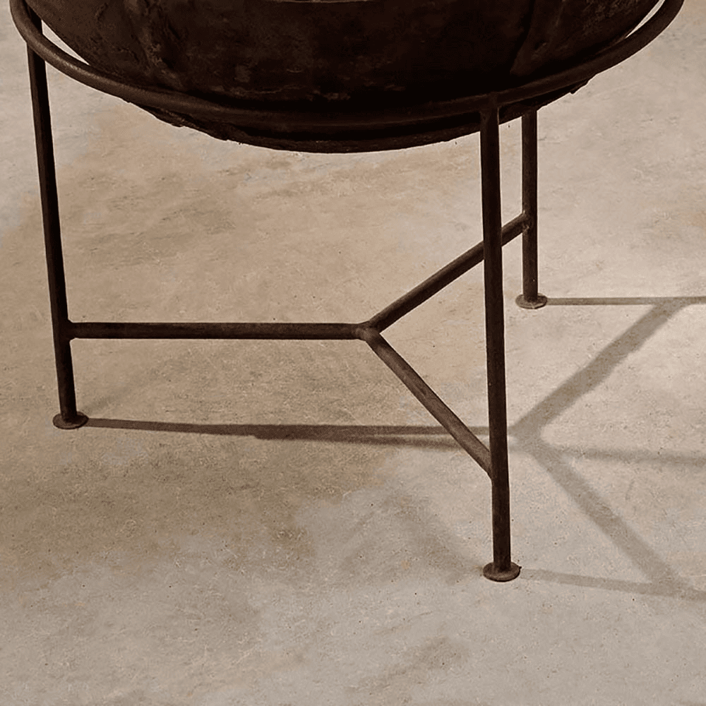 Reclaimed Fire Pit Kadai, H55 x D80cm, Black
