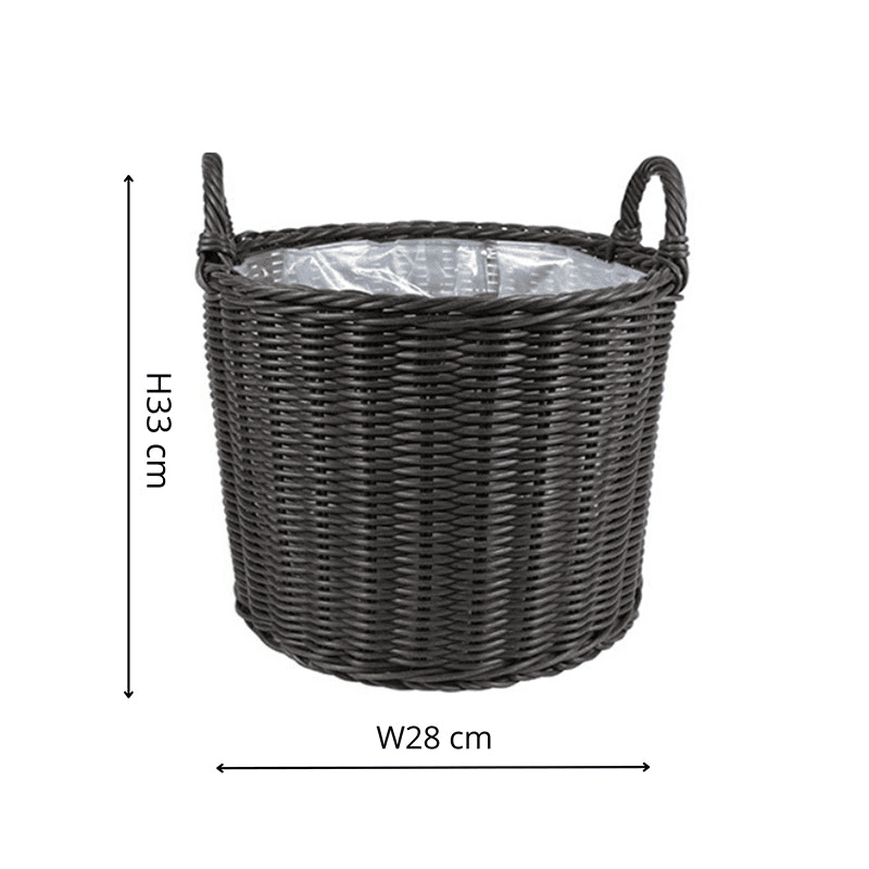 Polyrattan Set of 2 Lined Planters, Willow