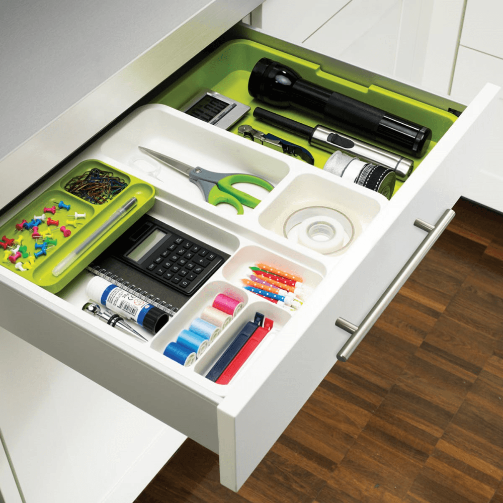 Drawer store cutlery drawer, White/ Green