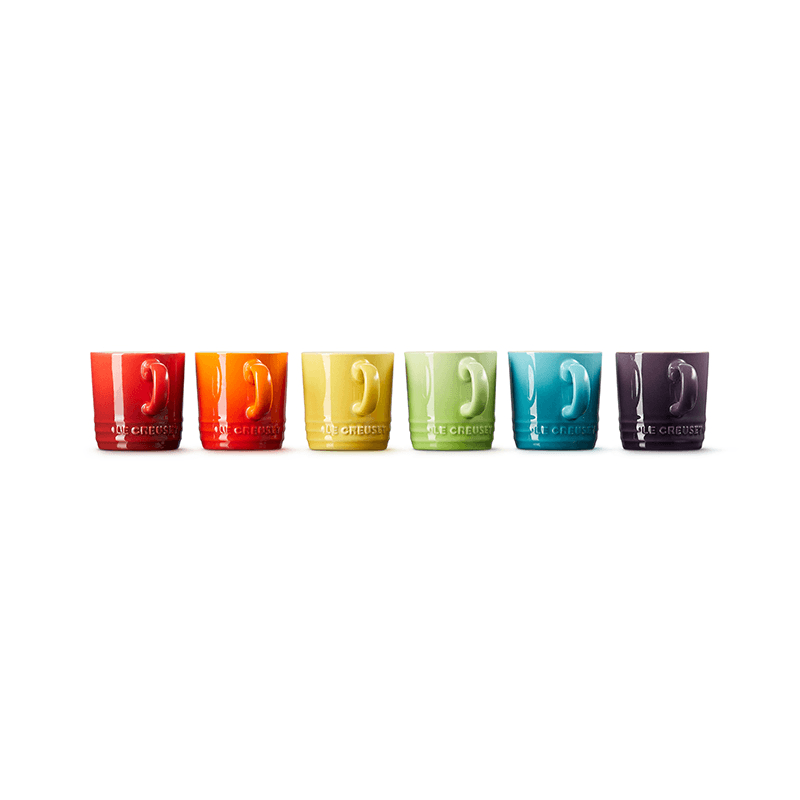 Stoneware Set of 6 espresso mugs, 100ml, Rainbow
