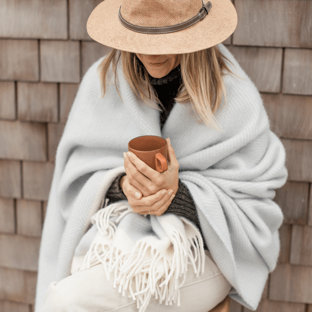 Herringbone Picnic blanket, 130 x 200cm, Gull Grey