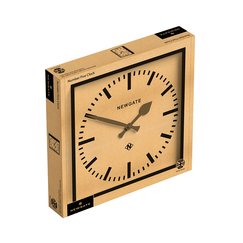 Number Five Wall Clock with Blue Hands, 33.5cm, Black