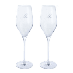 Image showing the Mr & Mr Wine & Bar Set of Two Flutes, 260ml, Clear product.