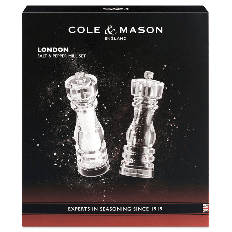 London Salt & Pepper Mills, 180mm, Clear