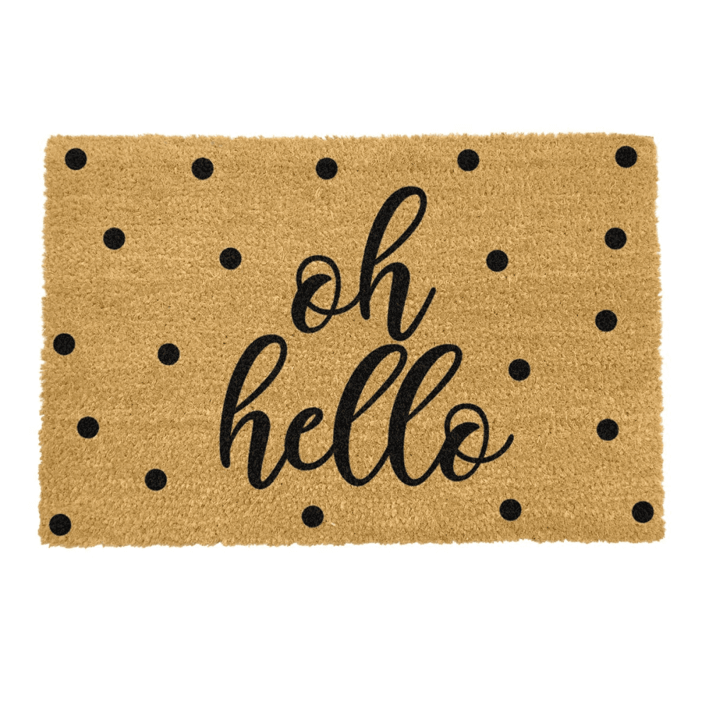 Oh Hello Doormat, L60 x W40 x H1.5cm, Black