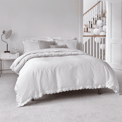 Image showing the Scallop Edge Duvet Set, Super King, Silver product.