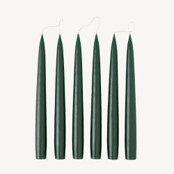 Image showing the Set of 6 Tapered Dinner Candles, H25cm, Forest Green product.