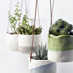 Image showing the Indoor Hanging Pot, Ripple Design, Grey/White product.