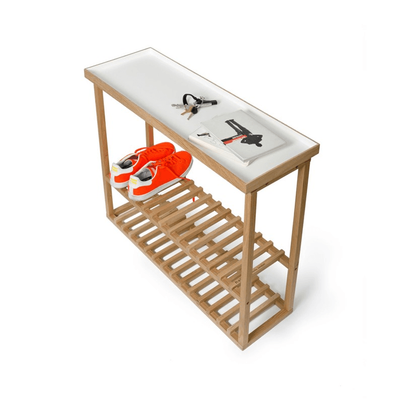 Hello Storage table, H74.4 x W81 x D28cm, White/Oak