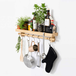 Image showing the Cookhouse Utensils rail shelf, H10.5 x W61 x D10cm, Natural Oak product.