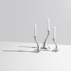 Image showing the Cobra Set of 3 candleholders, 16, 20, 24cm, Stainless Steel product.